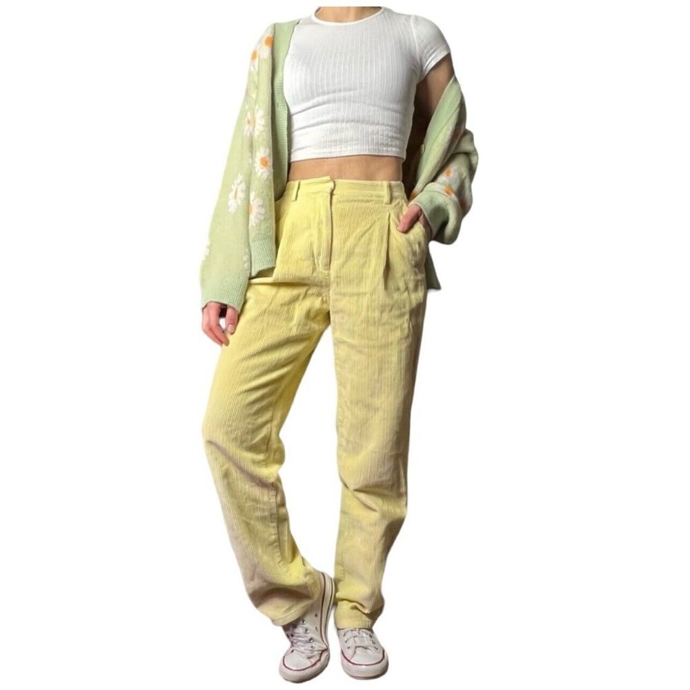 WILFRED‎ Free Cotton Corduroy Yellow High Rise Pleated Pants 10